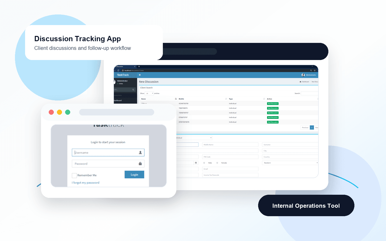 Discussion tracking app portfolio showcase card